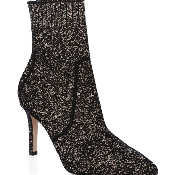 New Gianvito Rossi Fiona Glitter Leather Bouclé-Knit Sock Booties 6 US/36 IT NIB - Picture 4 of 16